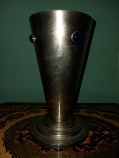 Arts and Crafts Silver Tone Metal Vase