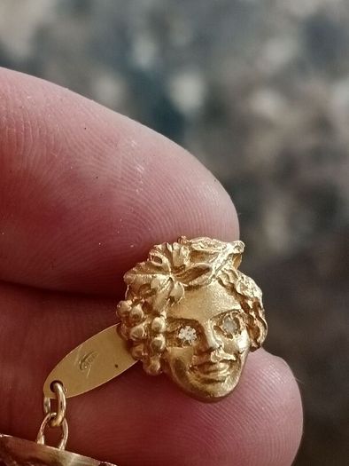 A Stunning pair of Mid Nineteenth Century Gilt Silver Cufflinks with Diamond Eyes