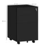 3-Drawer Vertical Filing Cabinet with Pencil Tray, Lock and 5 Wheels, Steel Mobile File Cabinet, for A4, Legal and Letter Size, Pre-Assembled Body, Black Image 2