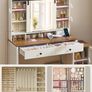 Country Style Dressing Table with Stool Mirror and Storage White Brown Image 4