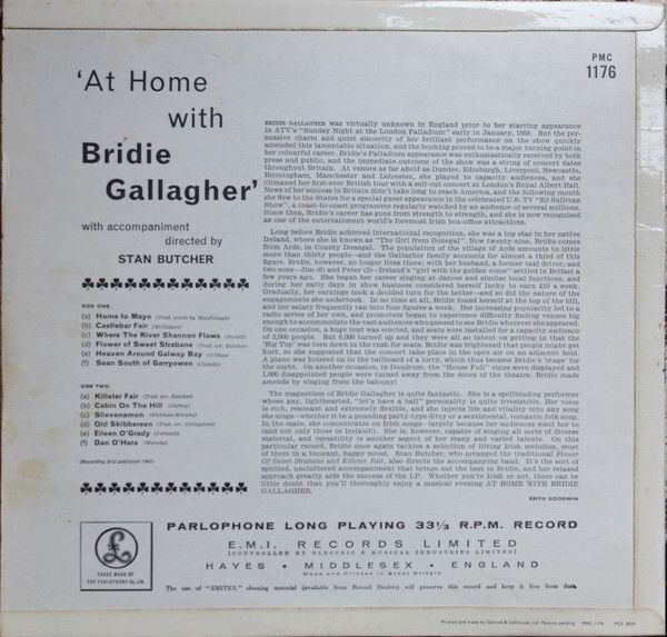 Bridie Gallagher - At Home With Bridie Gallagher LP 1962