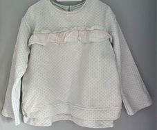 Zara girls light aqua with pink polkadots sweatshirt Sz2-3 EUC