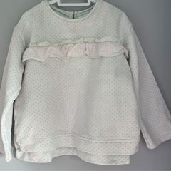 Zara girls light aqua with pink polkadots sweatshirt Sz2-3 EUC