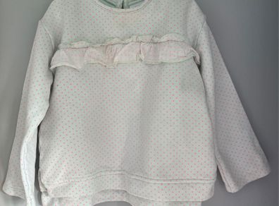 Zara girls light aqua with pink polkadots sweatshirt Sz2-3 EUC
