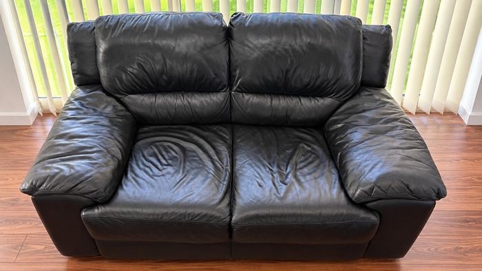 Black Faux Leather 2-Seater Sofa