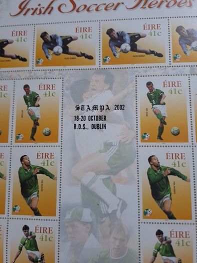 Stamps,Irish soccer Heroes.