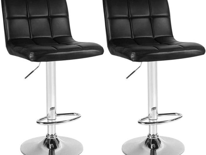 _Adjustable2 Bar Stools - Adjustable Height - Swivel Seat - Black,