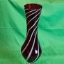 Elegant Murano-style vase made of art glass in ruby red with white spiral stripes Image 2