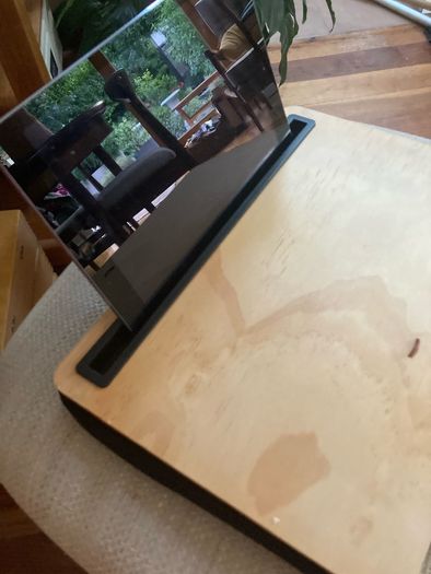 Kikkerland IPad, IPhone Tablet Holder Tray - For a bed, plane, while you eat - wood finish with padding