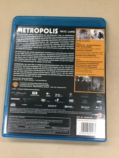 metropolis 3 blu ray disc edition german audio only rare noir fritz lang classic