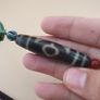 Vintage 2 Eyes Himalayan Tibetan Unique Pattern Agate Dzi Bead Image 2