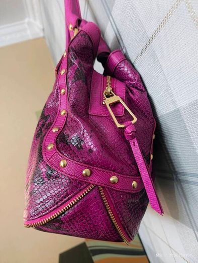 Rare vintage dkny Purple Snake Print Bag Y2K McBling Satchel