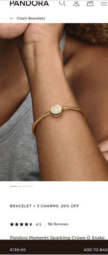 Pandora Moments sparkly crown snake bracelet
