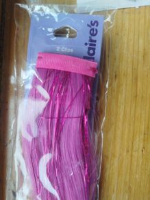 pink faux hair clip in extension 4 pack