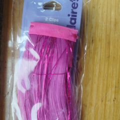 pink faux hair clip in extension 4 pack