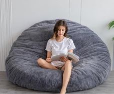Bean Bag Bed - Convertible Folds from Bean Bag Chair to Bed - Large Sofa with Plush Cover and Fluffy Filling Included for Adult, Guest (Charcoal, 180x180)