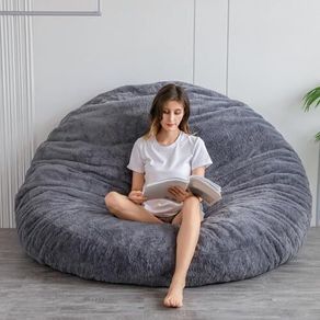 Bean Bag Bed - Convertible Folds from Bean Bag Chair to Bed - Large Sofa with Plush Cover and Fluffy Filling Included for Adult, Guest (Charcoal, 180x180)