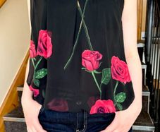 Quiz - Summer top black with roses - Size  XL / 42 / 14