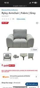 Grey Fabric Armchair Brand New