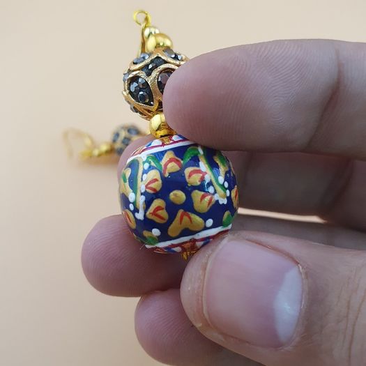 Beautiful Handmade Afghani Design Colorful Enamel Drop Earrings