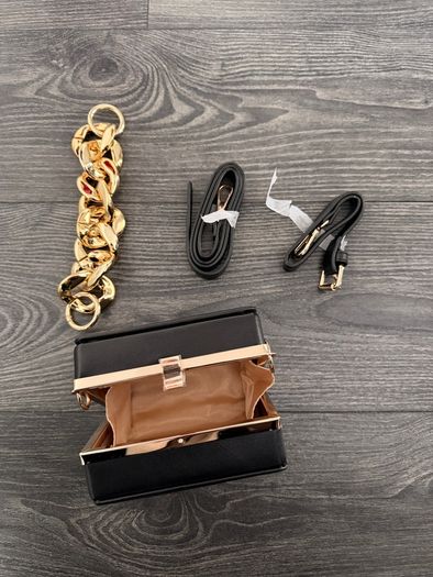 Black box bag with gold trim