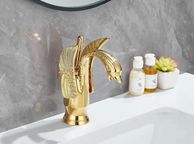 main image for ad Gold Bathroom Faucet Bathroom Mixer Tap Basin Mixer Tap Bathroom Golden Animal Swan Tap