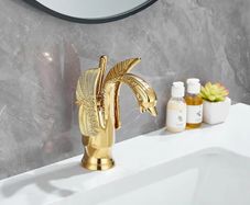 Gold Bathroom Faucet Bathroom Mixer Tap Basin Mixer Tap Bathroom Golden Animal Swan Tap