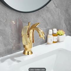 Gold Bathroom Faucet Bathroom Mixer Tap Basin Mixer Tap Bathroom Golden Animal Swan Tap