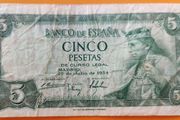 Banknote 1954 Spain 5 Pesetas