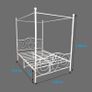 Double Canopy Bed Frame Platform Metal Bed Frame Heavy Duty Steel Slat and Support with Vintage Headboard and Footboard No Box Spring Required White Image 2