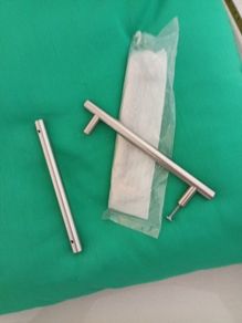 3 chrome press handles