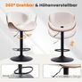 Bar Stools Made of Curved Wood, Set of 1, 360 Rotatable with Backrest and Footrest, PU Leather, Bar Stool, Bistro Stool, Kitchen Chairs, Modern Bar Chair for Bar, Kitchen, White Image 5