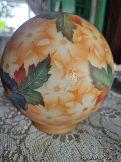 Handpainted Glass Globe shade Bellova Antique 1920s/30s Bellova Art Nouveau Czech glass globe shade