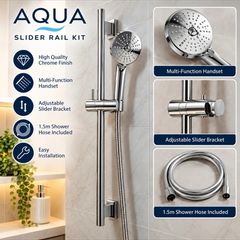 Aqua chrome slider rail and handset