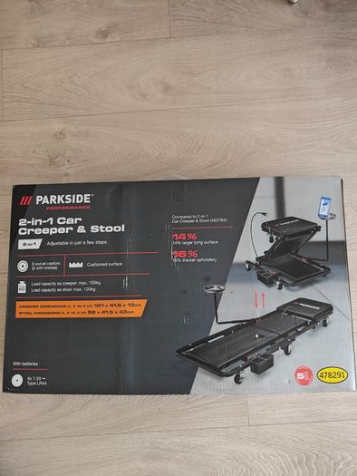 parkside performance 2in1 creeper and stool
