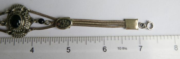 Vintage Sterling Silver 925 Onyx Bracelet Length 7.5" - 13,8g