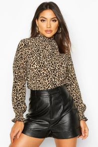 Leopard High Neck Blouse