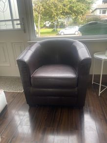 Brown leather bucket seat