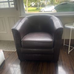 Brown leather bucket seat