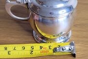 Vintage  English Silver plate mustard pot with cobalt glass liner