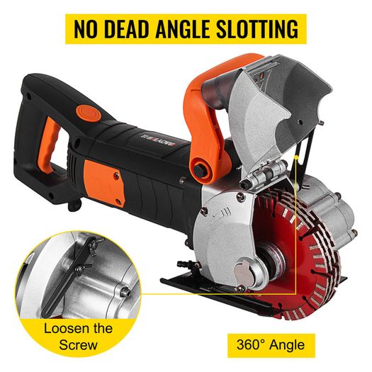 Electric Wall Chaser 4KW 4.8KW Seamless Groove Cutting Machine 125mm Steel Concrete Circular Saw Slotting Tool Set