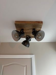 Industrial Spotlight Dark Grey with Mango Wood 3-Light - Mangoes