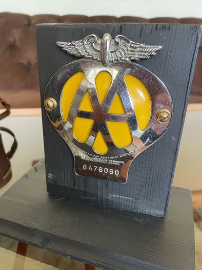 Classic AA Automotive Association Car Members Badge Mid 20th Century 1957 to 1959