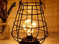 main image for ad Hanging Battery Lamp, 22cm High Cage Table Lamp Decorative Lamp Battery Powered, Accent Cordless Light Bedside Battery Lamp for Home Living Room Bedroom Kitchen Wedding Home Hallway(Black)