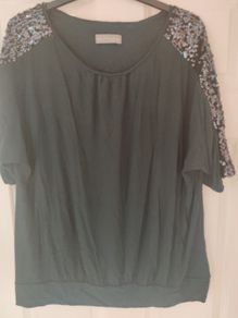 Bottle green sequin Portfolio M&S top size UK18 EU46 Postage included