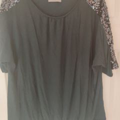 Bottle green sequin Portfolio M&S top size UK18 EU46 Postage included
