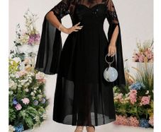BNWT Beautiful Black Dress with Sequin Front & Sleeves size 20