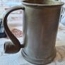 Vintage Pewter Tankard featuring a distinctive Pipe-Shaped Handle, British or Dutch, often dated from the 18th to 20th centuries Image 2