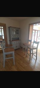 Solid oak dresser & 4 high stools