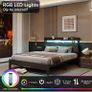 Charging Station,LED Lights, 150x200 cm Heavy Duty Metal Platform Bed Kingsize Image 4